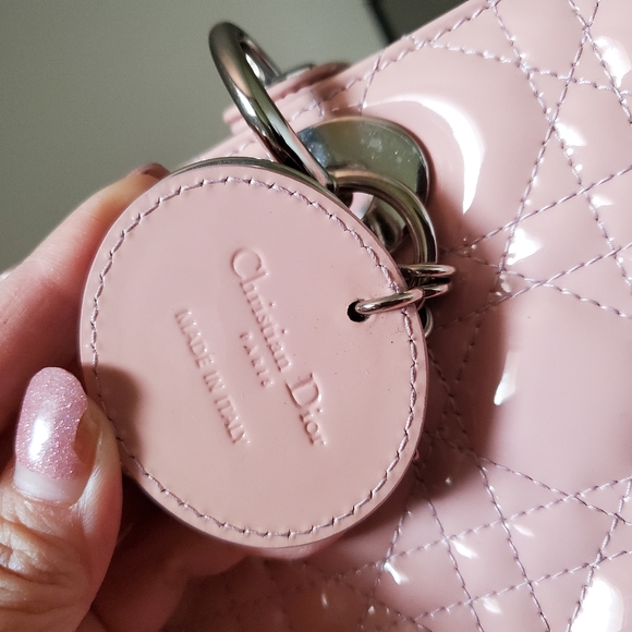 Lady Dior pink patent silver hard ware large bag - Picture 6 of 14